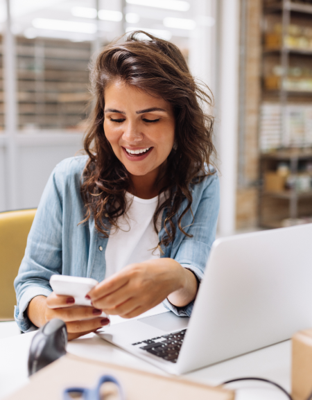 Woman working on business